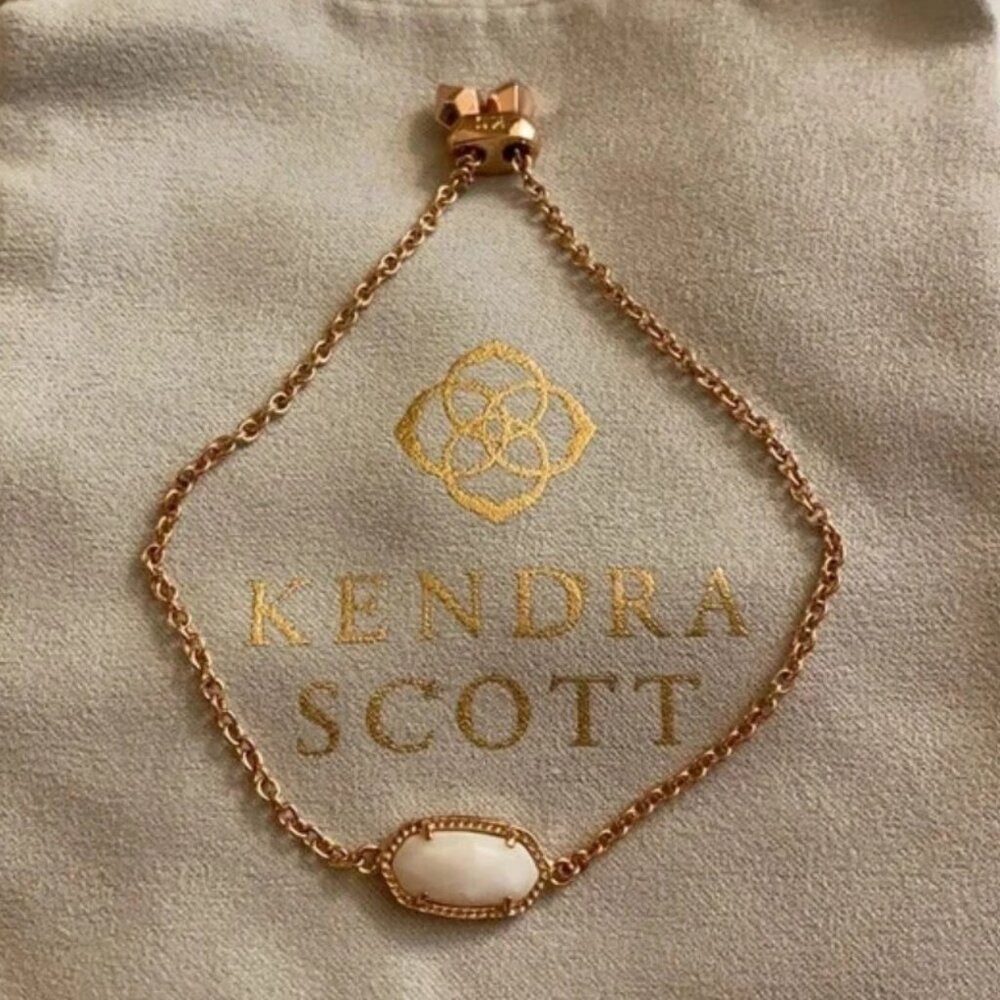 Kendra Scott Rose Gold White Pearl Elaina Adjustable Bracelet